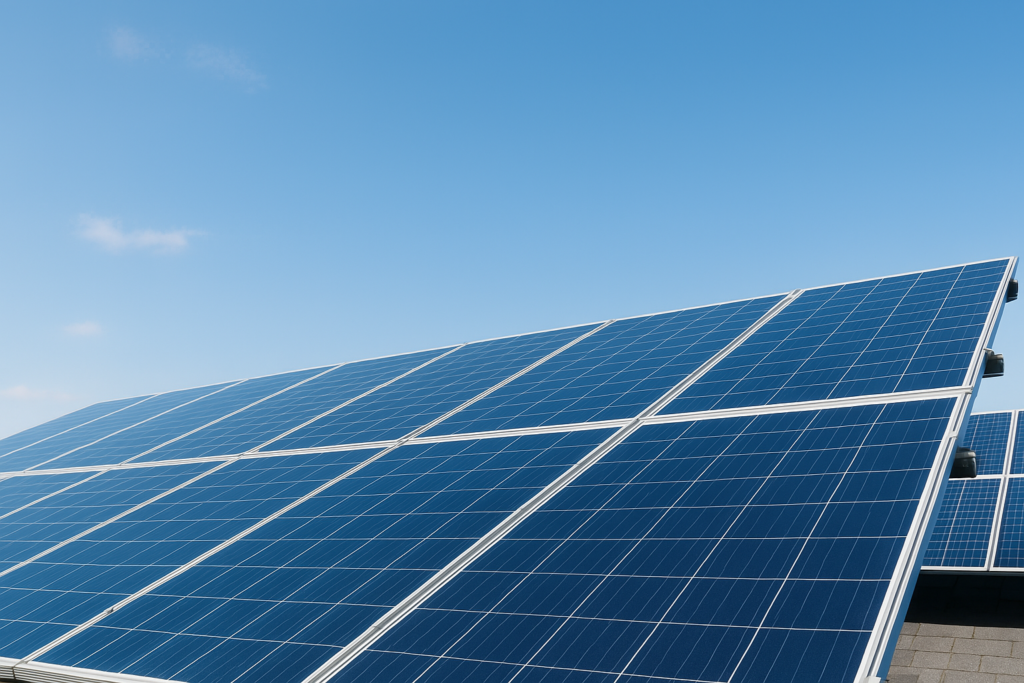 Een foto van zonnepanelen op een dak voor mensen die opzoek zijn naar een zonnepanelen installateur Almere.